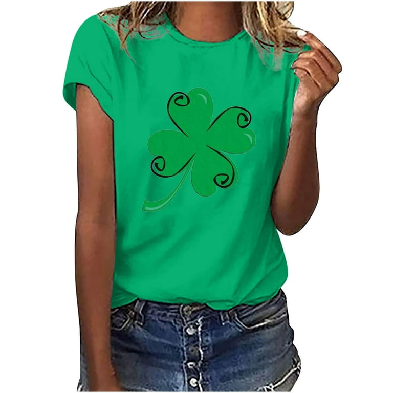 Scyoekwg Womens Tops Short Sleeve St. Patrick's Day Shirt Loose Fit Shirts  Crewneck Tops Short Sleeve Tee Shirt Holiday Tops Graphic T Shirt Trendy