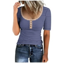 Scyoekwg Womens Short Sleeve Tops Trendy Ladies Blouses Dressy Casual Womens Going Out Outfits Womens Summer Fashion Short Sleeve Tops Comfy Clothes Loose
