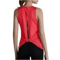 thumbnail image 1 of Scyoekwg Womens Tops Sling Solid Color Casual Dressy Blouse Summer Loose Crew Neck Sports Fitness Yoga Tank Tops Sports Tied Running Tops Sleeveless Suspenders Tees Shirts (Red,L), 1 of 7