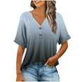 thumbnail image 1 of Scyoekwg Womens Tops Summer 2025 Trendy Vacation Short Sleeve Casual Shirts Loose V Neck Tshirts Clothes (Z01_Dark Gray,XL), 1 of 6
