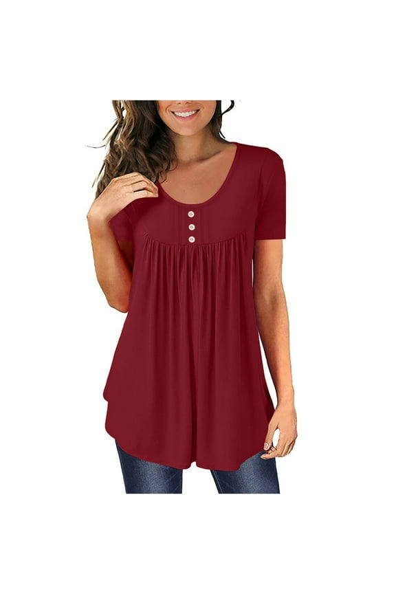 Womens Summer Tops Trendy Going Out Tops Cute T Shirts Womens Summer Fashion Short Sleeve Loose Ladies Blouses Dressy Casual