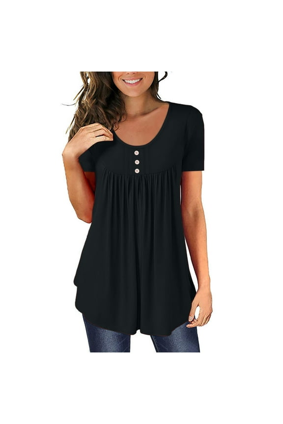 Short Sleeve Shirts for Women Ladies Blouses Dressy Casual Loose Cute T Shirts Short Sleeve Trendy Going Out Tops Womens Summer Fashion