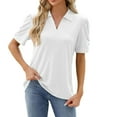 thumbnail image 1 of Scyoekwg Womens Tops Summer Trendy V-Neck Eyelet Shirts Soft Comfy Solid Color Short Sleeve T Shirts Casual Lightweight Loose Blouses (White,XL), 1 of 6
