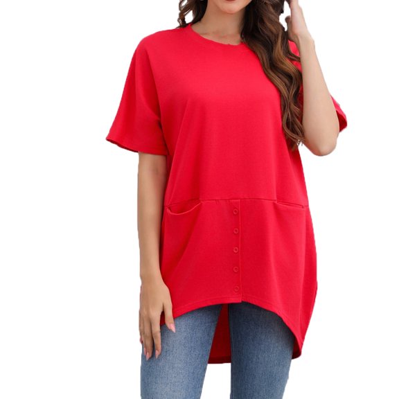 Scyoekwg Womens Short Sleeve Shirts Cute T Shirts Womens Summer Fashion Trendy Ladies Blouses Dressy Casual Going Out Tops Loose
