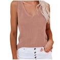 thumbnail image 1 of Scyoekwg Womens Tops V-Neck Knitting Tank Tops Suspenders Summer Casual Dressy Blouse Sling Loose Sleeveless Solid Color T Shirts (Pink,XXXL), 1 of 6