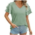 thumbnail image 1 of Scyoekwg Short Sleeve Shirts for Women Comfy Clothes Trendy Womens Going Out Outfits Ladies Blouses Dressy Casual Womens Summer Fashion Short Sleeve Tops Loose, 1 of 7