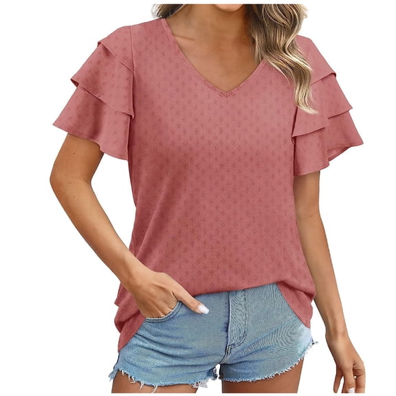 Scyoekwg Womens Tunic Tops Short Sleeve Loose Short Sleeve Tops Cute T Shirts Trendy Ladies Blouses Dressy Casual Womens Western Clothing Womens Summer Fashion