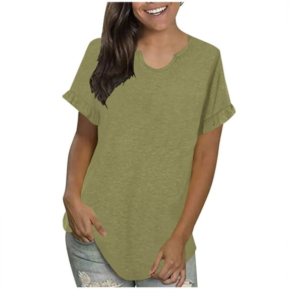 Scyoekwg Women's Clothing Summer Loose Womens Summer Fashion Ladies Blouses Dressy Casual Short Sleeve Tops Comfy Clothes Trendy Womens Going Out Outfits