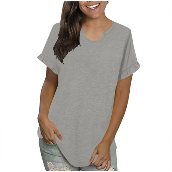 Scyoekwg Short Sleeve Shirts for Women Loose Ladies Blouses Dressy Casual Shirt Women's Shirts Casual Comfy Clothes Womens Summer Fashion Short Sleeve Tops