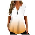 thumbnail image 1 of Scyoekwg Womens Trendy Tunic Tops To Wear With Leggings Short Sleeve Tshirts Plus Size Crewneck Button Shirt Casual Dressy Blouse Loose Comfy Gradient Color Graphic Blouses (Orange,XXL), 1 of 5