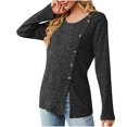 thumbnail image 1 of Scyoekwg Womens Tunic Tops Crew Neck Button Side Split Tunic Sweatshirt Long Sleeve T Shirts Dressy Casual Blouses Fall Tops Trendy Solid Color Loose Lightweight Pullover (Black,XXL), 1 of 5