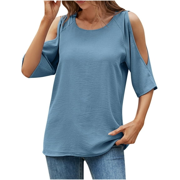 Scyoekwg Tops for Women Dressy Casual Womens Summer Fashion Going Out Tops Loose Short Sleeve Lightweight Ladies Blouses Dressy Casual Trendy