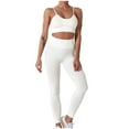 thumbnail image 1 of Scyoekwg Womens Two Piece Outfits Ladies Seamless Hollow Yoga Sleeveless Tops Yoga Suit Sports Fitness Running Yoga Set (White,L), 1 of 6