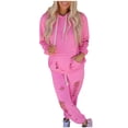 thumbnail image 1 of Scyoekwg Womens Two Piece Sets Fall Outfits Long Sleeve Sweatshirt Jogger Sweatpant Fashion Matching Outfits Casual Sweatsuits (Pink,S), 1 of 7