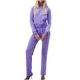 thumbnail image 1 of Scyoekwg Womens Two Piece Sets Fall Outfits Long Sleeve Sweatshirt Long Pants Casual Matching Outfits Fashion Sweatsuit Tracksuit (Purple,S), 1 of 7