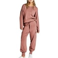 thumbnail image 1 of Scyoekwg Womens Two Piece Sweatsuit Clearance Long Sleeve Sweatshirt Jogger Sweatpant Fashion Matching Outfits Two Piece Set Casual Sweatsuits (Coffee,L), 1 of 7