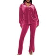 thumbnail image 1 of Scyoekwg Womens Two Piece Sweatsuit Zipper Long Sleeve Coat Wide Leg Pants Fashion Casual Matching Outfits Sweatsuit Tracksuit (Hot Pink,L), 1 of 6