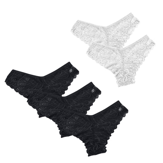 Scyoekwg Womens Underwear Bikinis Briefs Solid Color Breathable Ladies Panties Mid Waisted V-Waisted Hip Wrap Triangular Lace Underwear Hipster Panties Underpants 5 Pack(White,M)