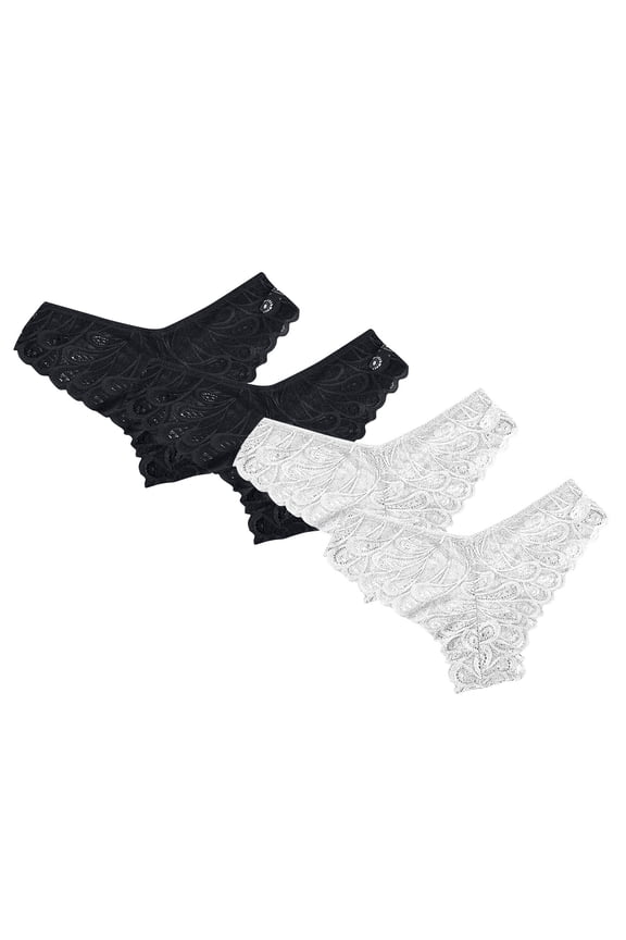 Womens Underwear Bikinis Briefs Solid Color Mid Waisted Hipster Panties V-Waisted Hip Wrap Triangular Lace Underwear Breathable Ladies Panties Underpants 4 Pack(White,M)