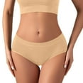 thumbnail image 1 of Scyoekwg Womens Underwear Comfort Solid Color Stretchy Knickers Mid Waisted Underwear Ladies Underpants Hipster Panties Underpants(Beige,XXL), 1 of 4