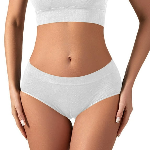 Scyoekwg Womens Underwear Comfort Solid Color Stretchy Knickers Mid Waisted Underwear Ladies Underpants Hipster Panties Underpants(White,M)
