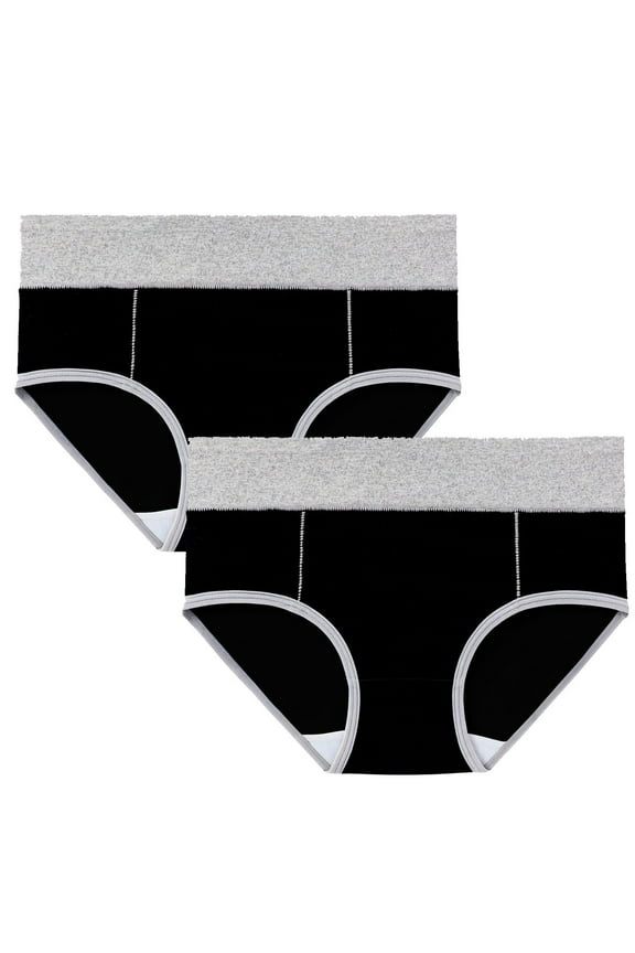 Womens Underwear Cotton Hipster Panties Comfort Seamless Hip Lifting Ladies Underpants Patchwork Stretchy High Waisted Underwear Underpants Pack of 2(Black,XXL)
