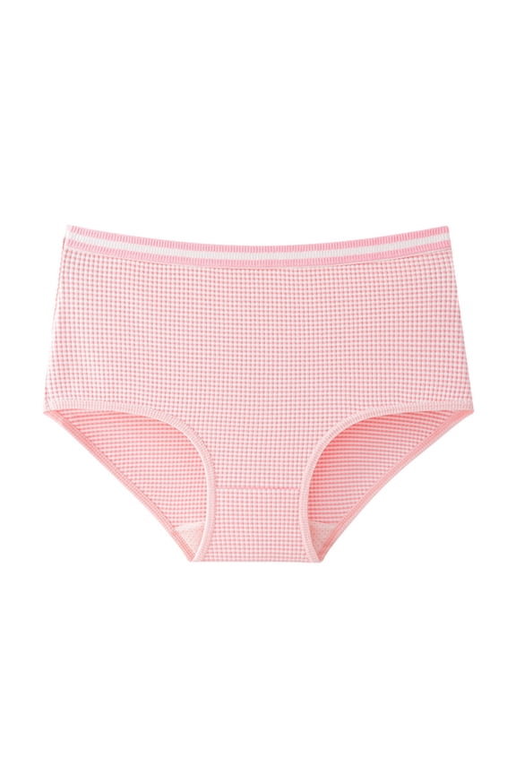 Womens Underwear Cotton Knickers Stretchy Comfort High Waisted Underwear Ladies Underpants Hipster Panties Solid Color Underpants(Pink,XXL)