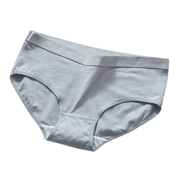 Scyoekwg Womens Underwear Cotton Stretchy Comfort Mid Waisted Underwear Knickers Ladies Underpants Hipster Panties Solid Color Underpants(Gray,XL)