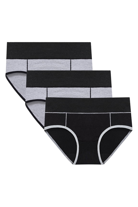 Womens Underwear High Waisted Panties Cotton Women's Physiological Underpants Patchwork High Waisted Underwear Hipster Panties Ladies Underpants Underpants Pack of 3(Black,XXXXL)