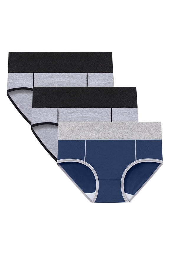 Womens Underwear High Waisted Panties Cotton Women's Physiological Underpants Patchwork High Waisted Underwear Hipster Panties Ladies Underpants Underpants Pack of 3(Navy,XXL)