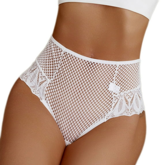 Scyoekwg Womens Underwear High Waisted Underwear Bikini Underwear Lace Stretchy Comfort Hipster Panties (White,S)