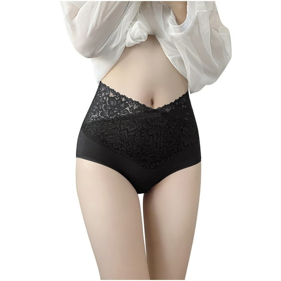Scyoekwg Womens Underwear Lace Hip Lift Stretchy Comfort Hipster Panties High Waisted Underwear Bikini Underwear Underpants(Black,L)