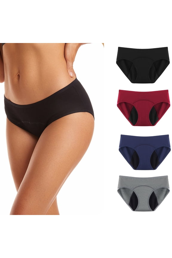 Womens Underwear Plus Size Four Layer Physiological Panties Breathable And Leak Proof Mid Waisted Cotton Underpants Ladies Underwear Panties (Blue,XXL)