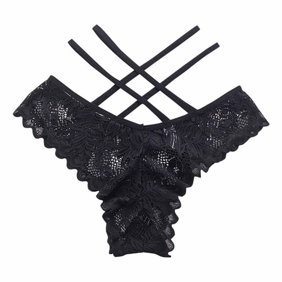 Scyoekwg Womens Underwear Thong Bikini Underwear Hipster Panties Lace Solid Color Ladies Panties Fashion Breathable High Waisted Briefs(Black,M)