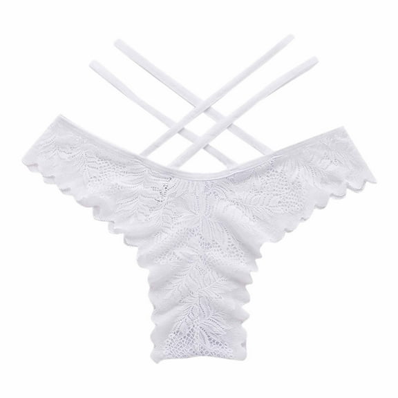 Scyoekwg Womens Underwear Thong Bikini Underwear Hipster Panties Lace Solid Color Ladies Panties Fashion Breathable High Waisted Briefs(White,S)