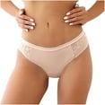 thumbnail image 1 of Scyoekwg Womens Underwear Thong Fashion Lace Solid Color Ladies Panties Breathable Low Waisted Bikini Underwear Hipster Panties Underpants(Beige,L), 1 of 5