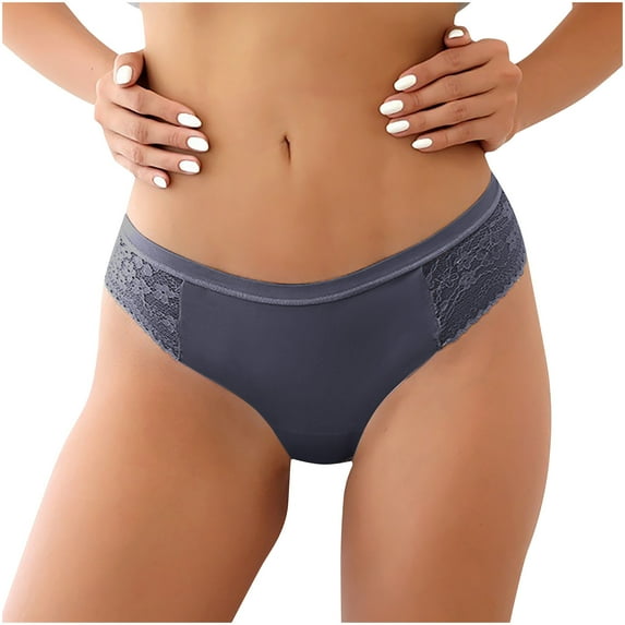 Scyoekwg Womens Underwear Thong Fashion Lace Solid Color Ladies Panties Breathable Low Waisted Bikini Underwear Hipster Panties Underpants(Blue,S)