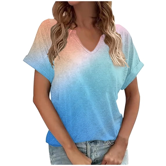 Scyoekwg Casual Womens Tops Cute T Shirts Going Out Tops Womens Summer Fashion Short Sleeve Loose Trendy Ladies Blouses Dressy Casual