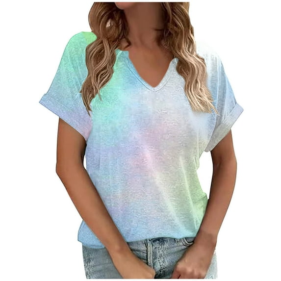 Scyoekwg Womens Short Sleeve Tops Loose Lightweight Trendy Womens Summer Fashion Going Out Tops Ladies Blouses Dressy Casual Short Sleeve