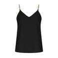 thumbnail image 1 of Scyoekwg Womens Vest Sleeveless Summer Trendy V-Neck Chain Suspender T Shirts Casual Loose Fit Blouse Solid Color Vest Spaghetti Strap Camisole Tank Tops Black XXL, 1 of 8