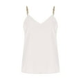 thumbnail image 1 of Scyoekwg Womens Vest Sleeveless Summer Trendy V-Neck Chain Suspender T Shirts Casual Loose Fit Blouse Solid Color Vest Spaghetti Strap Camisole Tank Tops White L, 1 of 8