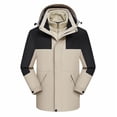 thumbnail image 1 of Scyoekwg Womens Waterproof Rain Jacket Fashion 3 In 1 Waterproof Outerwear Long Sleeve Thermal Lined Outdoor Sports Warm Jacket (Beige,XXL), 1 of 5
