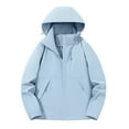 thumbnail image 1 of Scyoekwg Womens Waterproof Rain Jacket Long Sleeve Lightweight Loose Hooded Rain Jacket Outdoor Trench Coats With Pockets (Light Blue,XXXL), 1 of 3