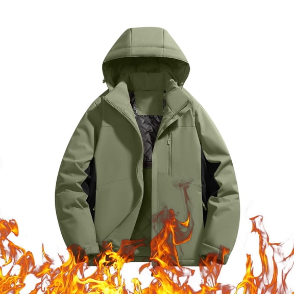 Scyoekwg Womens Waterproof Rain Jacket Warm Zip Up Jacket Long Sleeve Flannel Hooded Coats Outdoor Hiking Outerwear (Army Green,XXXXXL)