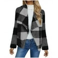 thumbnail image 1 of Scyoekwg Womens Winter Coats Warm Plush Fleece Plaid Jacket Cardigan Overcoat Fashion Loose Casual Long Sleeve Jackets (Dark Gray,M), 1 of 6