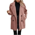 thumbnail image 1 of Scyoekwg Womens Winter Jacket Button Lapel Warm Coats with Pocket Long Sleeve Casual Fashion Solid Color Loose Jackets (Pink,XXL), 1 of 8