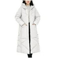thumbnail image 1 of Scyoekwg Womens Winter Jacket Long Puffer Jacket Casual Solid Maxi Length Hooded Long Sleeve Warm Cotton Padded Coat Outerwear (White,XXXL), 1 of 6