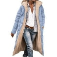 thumbnail image 1 of Scyoekwg Womens Winter Jackets Winter Zipper Plus Velvet Thickened Fleece Warm Long Jacket Outwear Solid Color Casual Long Sleeve Loose Outerwear (Light Blue,M), 1 of 6