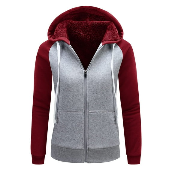 Scyoekwg Womens Zip Up Hoodie Fleece Zip Up Fall Coats Long Sleeve Hooded Drawstring Sweatshirt Coats Casual Hoodies Winter Warm Coat Outerwear (Wine_Z01,XL)