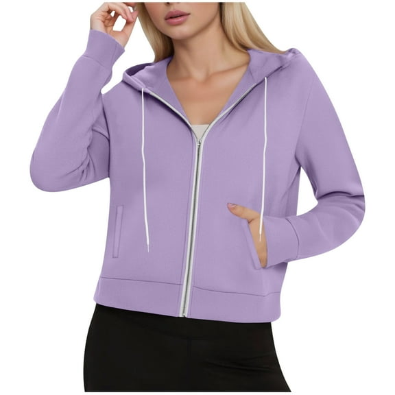 Scyoekwg Womens Zip Up Hoodies Jackets Sweatshirts Casual Hooded Tops Fall Fashions Outfits Spring Clothes with Pockets (Purple,S)